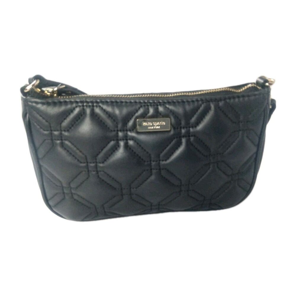 Kate Spade Linet Astor Court Quilted Black Leather Wristlet Purse WLRU1780 - Picture 3 of 11
